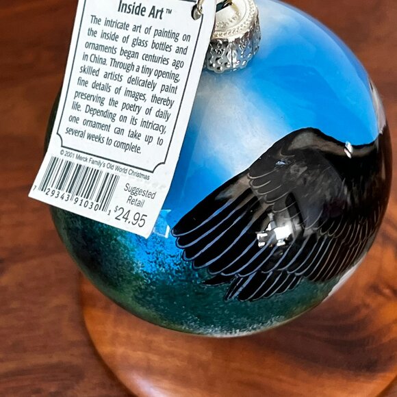 Merck Family's Old World Christmas Bald Eagle Inside Art Ball Ornament 3" 2001 - Picture 4 of 8